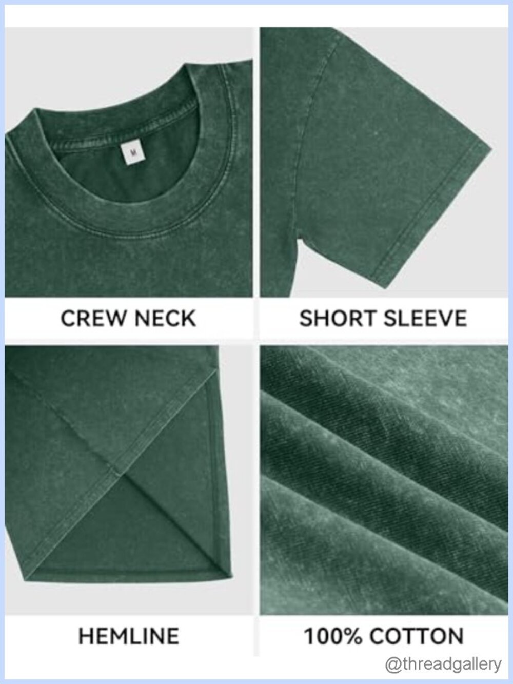 3 Pack Vintage Washed Oversized Cotton Tees Relaxed Crewneck T-Shirts - Picture 5 of 6